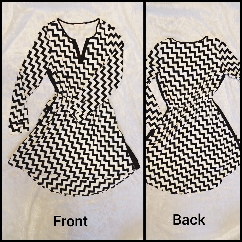 Black/Cream Zig Zag Dress